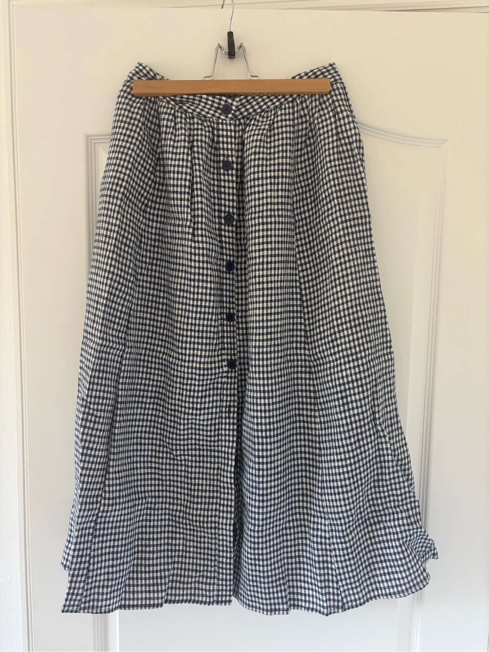 Reformation navy & White Gingham Maxi Skirt